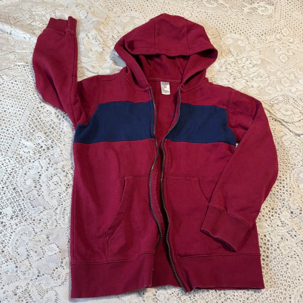 Carters‎ Kid® Red Blue Stripe Full Zip Hoodie Jacket Size 12
